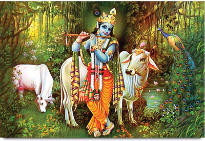 Lord Krishna Playing Flute Paper Print(12 inch X 18 inch, Stacked) available at flipkart for Rs.215