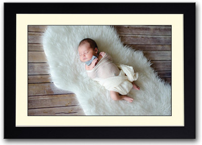 

Cute Baby Sleeping On A White Carpet Fine Art Print(14 inch X 20 inch, Framed)