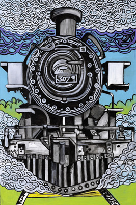 

Oshi - Vintage Train Painting Paper Print(18 inch X 12 inch, Streched)