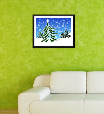 

Tallenge - Christmas Art - Snow Trees - Ready To Hang Framed A3 Size Poster Paper Print(17 inch X 12 inch, Framed)
