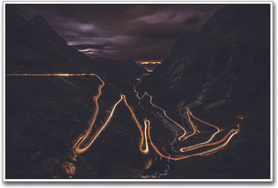 

Car Light in Norway Mountains Paper Print(12 inch X 18 inch)
