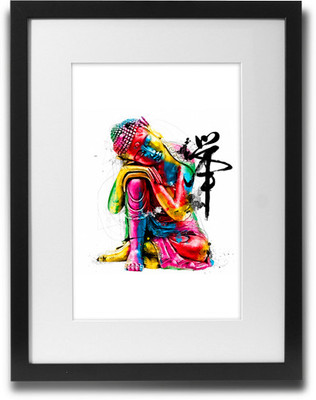 

Shaildha's Water Colour Painting Print of Sitting Buddha With Chinese Inscription Fine Art Print(11 inch X 9 inch)