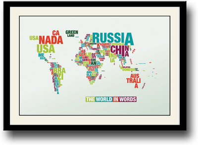 

The world in words typography Fine Art Print(10 inch X 14 inch, Framed)