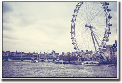 

Giant wheel river and boats Fine Art Print(12 inch X 18 inch, Rolled)