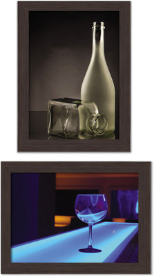 

Pack of 2 Framed Posters For Dining Room / Kitchen / Restaurant / Minibar / Bachelor Pad Room Photographic Paper(13.5 inch X 10 inch, Box Packing)