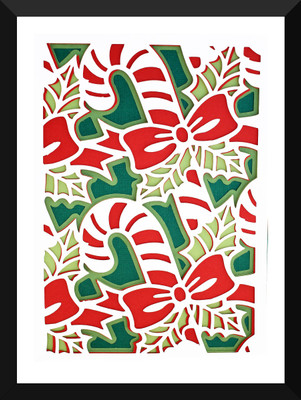 

Tallenge - Christmas Art - Candy Canes - Small Size Ready To Hang Framed Digital Art Print On Photographic Paper(12 inch X 8 inch, Framed)