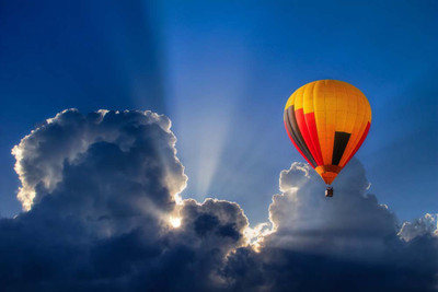 

Art For Kids Room Décor - Colorful Hot Air Balloon In The Sky - Medium Size Rolled Digital Art Print On Photographic Paper(27 inch X 18 inch, Rolled)