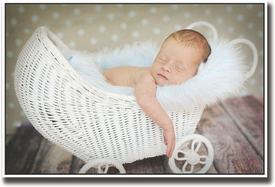 

Baby sleeping in a cute trolley Fine Art Print(12 inch X 18 inch, Rolled)