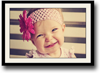 

Baby girl with pink flower hair band Fine Art Print(10 inch X 14 inch, Framed)