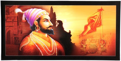 Shivaji With Black Border Unframed Sparkle Wall Sticker Poster ( 20 X 40 Inches) Fine Art Print(20 inch X 40 inch, Rolled)