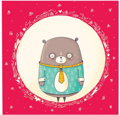 

Circle Bear Red Fine Art Print(20 inch X 20 inch, Rolled)