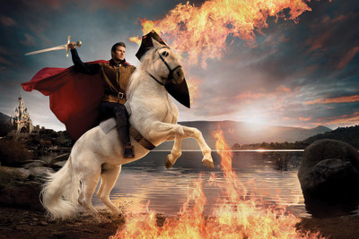 

David Beckham the prince on a white Horse Paper Print(12 inch X 18 inch, Rolled)