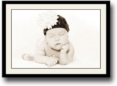 

Baby with brown cap b&w Fine Art Print(10 inch X 14 inch, Framed)