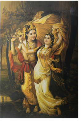 

Bm Traders Texture Art Work Painting Of Radha Krishna Unframed Rolled Poster Big (25 X 36 Inches) Paper Print(36 inch X 25 inch, Rolled)