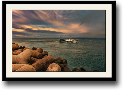 

Rocks and Ship Fine Art Print(10 inch X 14 inch, Framed)