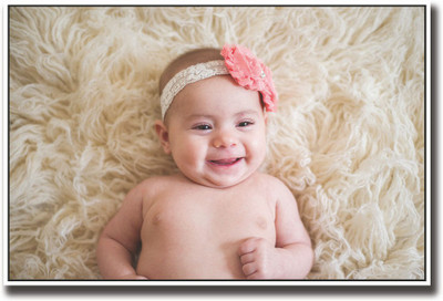 

Sweet Baby with orange bow Fine Art Print(12 inch X 18 inch, Rolled)
