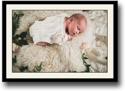 

Newborn baby in white sleeping Fine Art Print(10 inch X 14 inch, Framed)