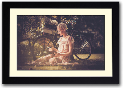 

Girl Reading Book Fine Art Print(14 inch X 20 inch, Framed)
