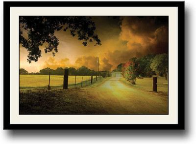 

Country side road under orange Sky Fine Art Print(10 inch X 14 inch, Framed)