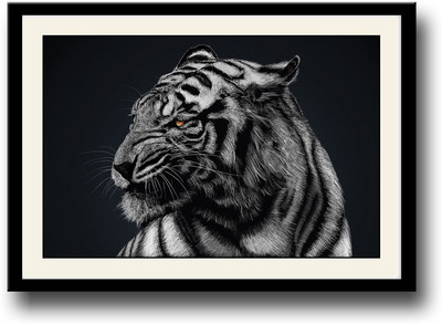 

Black and White Tiger Fine Art Print(10 inch X 14 inch, Framed)