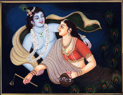 

Tallenge - Krishna With Radha Mughal Painting - A3 Size Rolled Poster Paper Print(16.5 inch X 11.7 inch, Rolled)
