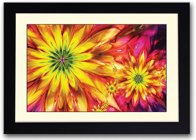 Red and Yellow Artistic Flowers Fine Art Print(14 inch X 20 inch, Framed)