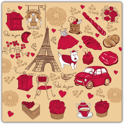 

Paris Doodle Paper Print(12 inch X 12 inch, Hardboard Mounted)