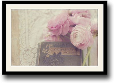 

Vintage book and pink flower Fine Art Print(10 inch X 14 inch, Framed)