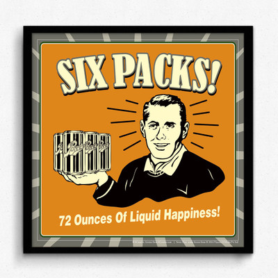 bCreative Six Pack 72 Ounces of Liquid Happiness (Officially Licensed) Framed Paper Print(13 inch X 13 inch)