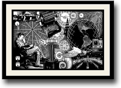 

Nikola Tesla Electricity art Fine Art Print(10 inch X 14 inch, Framed)