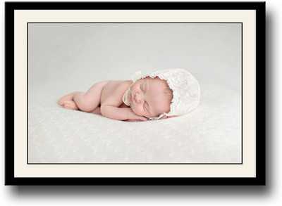 

Baby with white cap cutely sleeping Fine Art Print(10 inch X 14 inch, Framed)