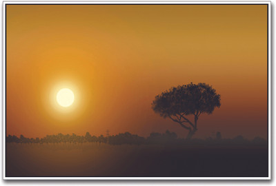 Foggy Sunset Paper Print(12 inch X 18 inch)