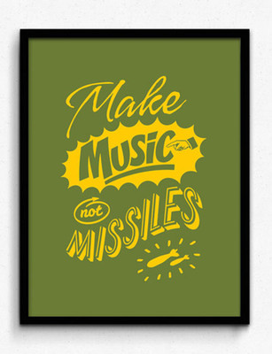 Seven Rays Make Music not Missiles Pin Up Framed (Small)(17 inch X 13 inch)