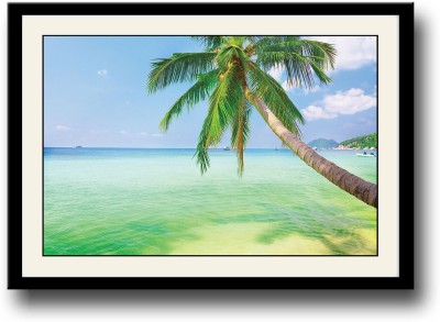 

Coconut tree on beach Fine Art Print(10 inch X 14 inch, Framed)