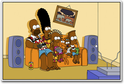 African Simpsons Paper Print(12 inch X 18 inch)