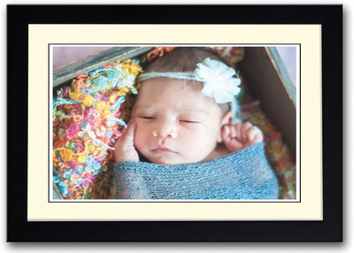 

Cute Baby With Blue Bow Fine Art Print(14 inch X 20 inch, Framed)