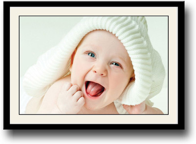 

Cute Baby with White Hat Fine Art Print(10 inch X 14 inch, Framed)
