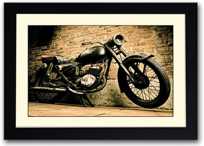 

Vintage Black Motorcycle Fine Art Print(14 inch X 20 inch, Framed)