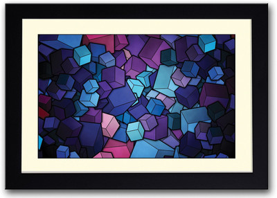 

Abstract Blue Cubes Fine Art Print(14 inch X 20 inch, Framed)