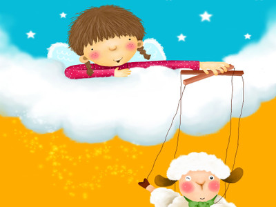 

Tallenge Art For Kids - Little Girl With Play Puppet Lamb Doll - A3 Size Rolled Poster For Kids Room Decor Paper Print(16.5 inch X 11.7 inch, Rolled)
