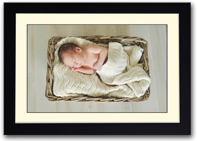 

Baby Sleeping Cutely In Basket Fine Art Print(14 inch X 20 inch, Framed)