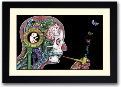 

Man Smoking Butterflies Fine Art Print(14 inch X 20 inch, Framed)