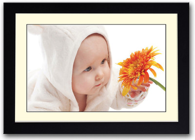 

Cute Baby with Flower Fine Art Print(14 inch X 20 inch, Framed)