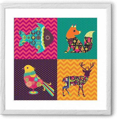 

Four Animals Fine Art Print(24 inch X 24 inch, Framed)