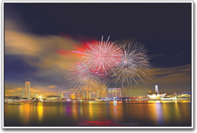 

Firecrackers in City Sky Paper Print(12 inch X 18 inch)