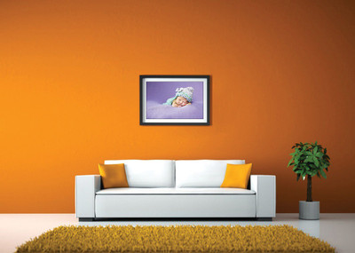 

Cute Baby Sleeping On A Purple Blanket Fine Art Print(14 inch X 20 inch, Framed)