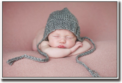 

Adorable newborn baby with grey cap Fine Art Print(12 inch X 18 inch, Rolled)