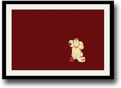 

3 dogs with red ball Fine Art Print(10 inch X 14 inch, Framed)