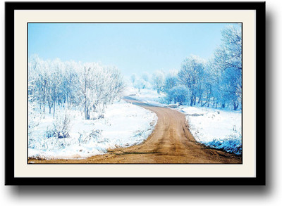 

The Road between Snow Fine Art Print(10 inch X 14 inch, Framed)