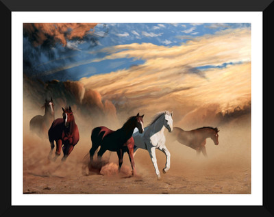 

Tallenge - Running Horses - Digital Art - Small Size Ready To Hang Framed Digital Art Print On Photographic Paper(9 inch X 12 inch, Framed)